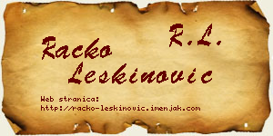Racko Leškinović vizit kartica